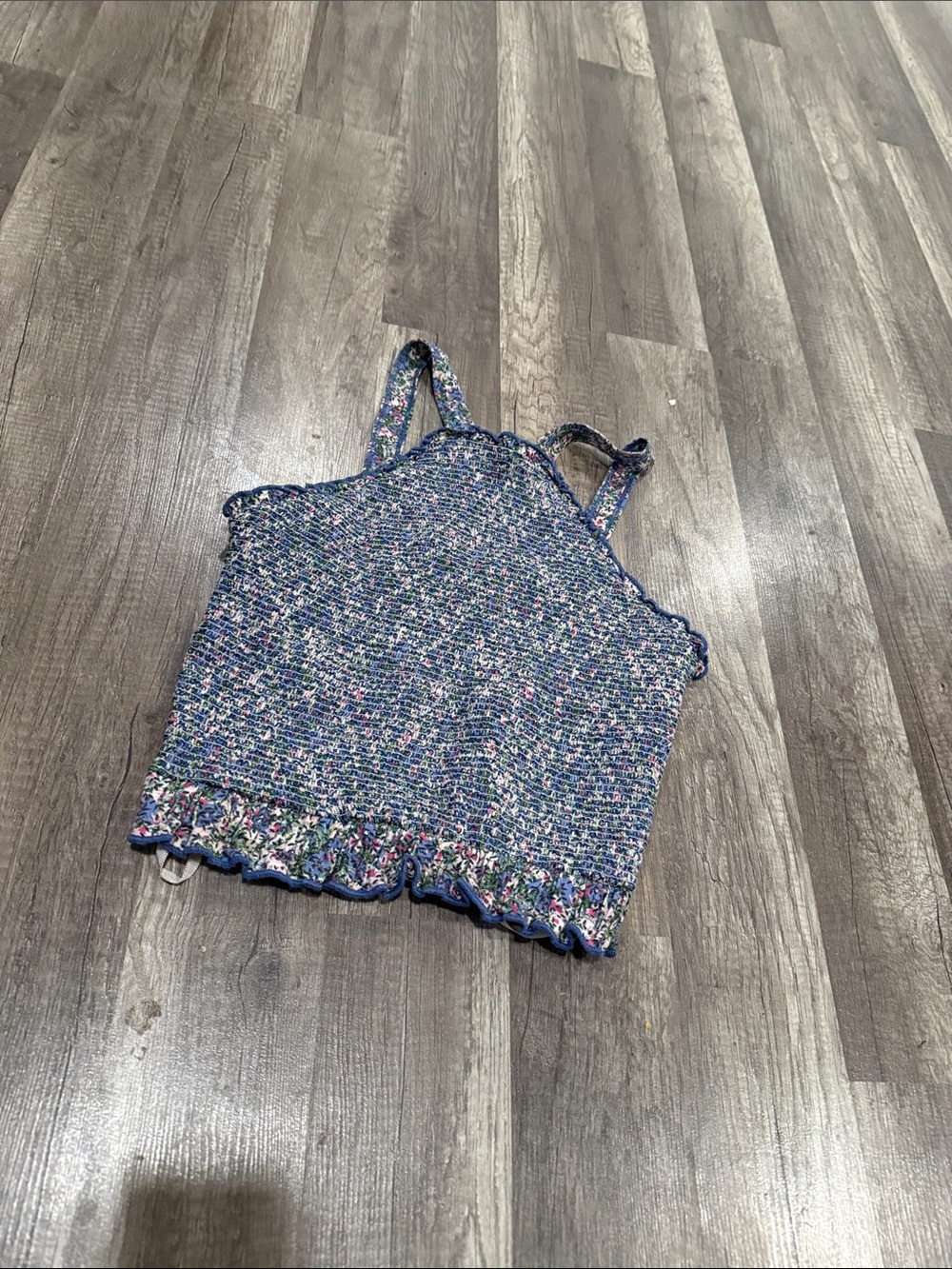 Anthropologie Multi-Color Smocked Floral Trim Tank Top